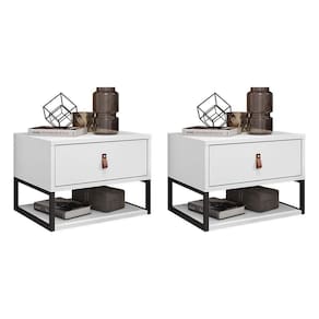 Kit 2 Mesas De Cabeceira Suspensa Sigma 1 Gaveta Branco - Casa D Branco
