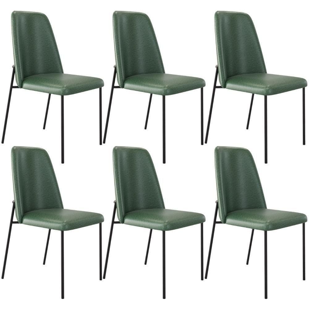Kit 06 Cadeiras Decorativa Estofada Para Sala De Jantar Bella L02 Couríssimo Verde - Lyam Decor