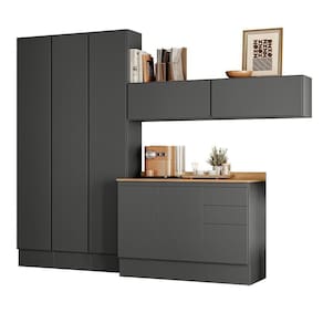 Escritório Modulado Acácia Touch 6 Peças Chumbo-freijó - Nicioli Chumbo-freijó