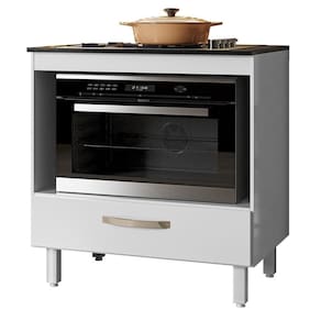 Balcão De Cozinha Fit 80 Branco Com Tampo Mdp Para Cooktop - Nicioli Branco