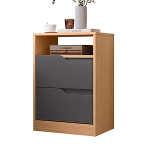 Mesa De Cabeceira Sole 2 Gavetas Titanium-freijó - Móveis Albatroz Titanium-freijó