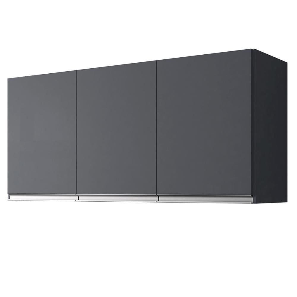 Armário Aéreo Andréia 120cm 3 Portas Cinza - Ajl Móveis Cinza