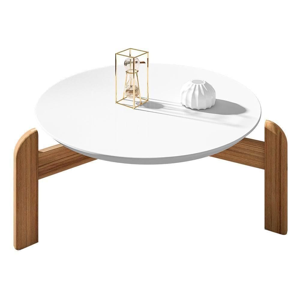 Mesa De Centro Lizz Redonda Branco-cedro - Casa D Branco-cedro