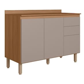 Balcão De Cozinha Acácia Touch 120cm Ipê-fendy Com Tampo Mdp - Nicioli Ipê-fendy