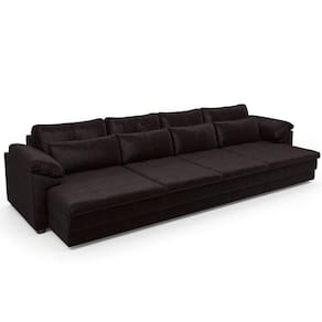 Sofá Retrátil Para Sala De Estar 6 Lugares 414cm Riza S03 Couro Vinho - Lyam Decor