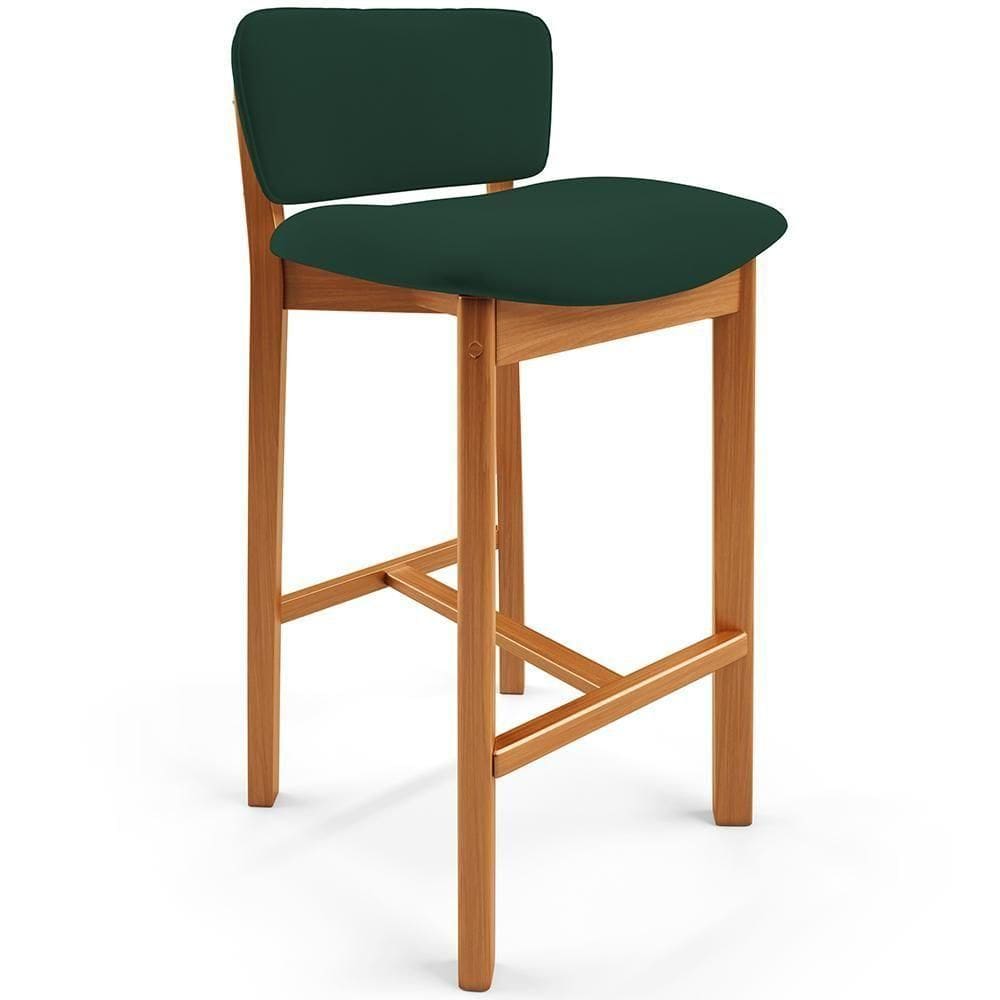 Banqueta Alta Para Cozinha Sala De Jantar Bar Dara L02 Suede Verde Musgo - Lyam Decor