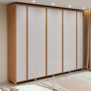 Guarda-roupa Casal 100% Mdf 8 Portas Easy Glow Com Pés Amendoa Clean/off White