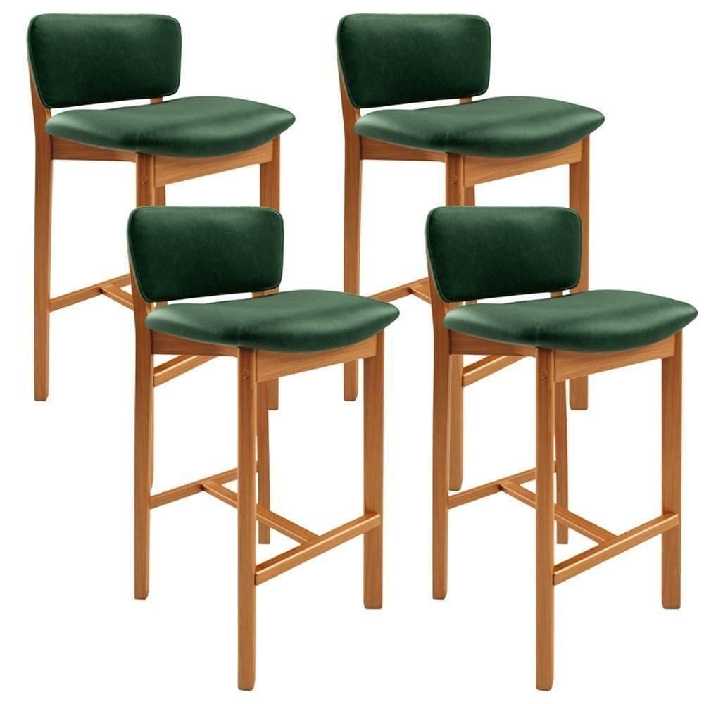 Kit 04 Banquetas Alta Para Cozinha Sala De Jantar Bar Dara L02 Couríssimo Verde Musgo - Lyam Decor