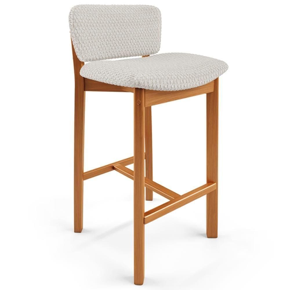 Banqueta Alta Para Cozinha Sala De Jantar Bar Dara L02 Bouclê Cru - Lyam Decor