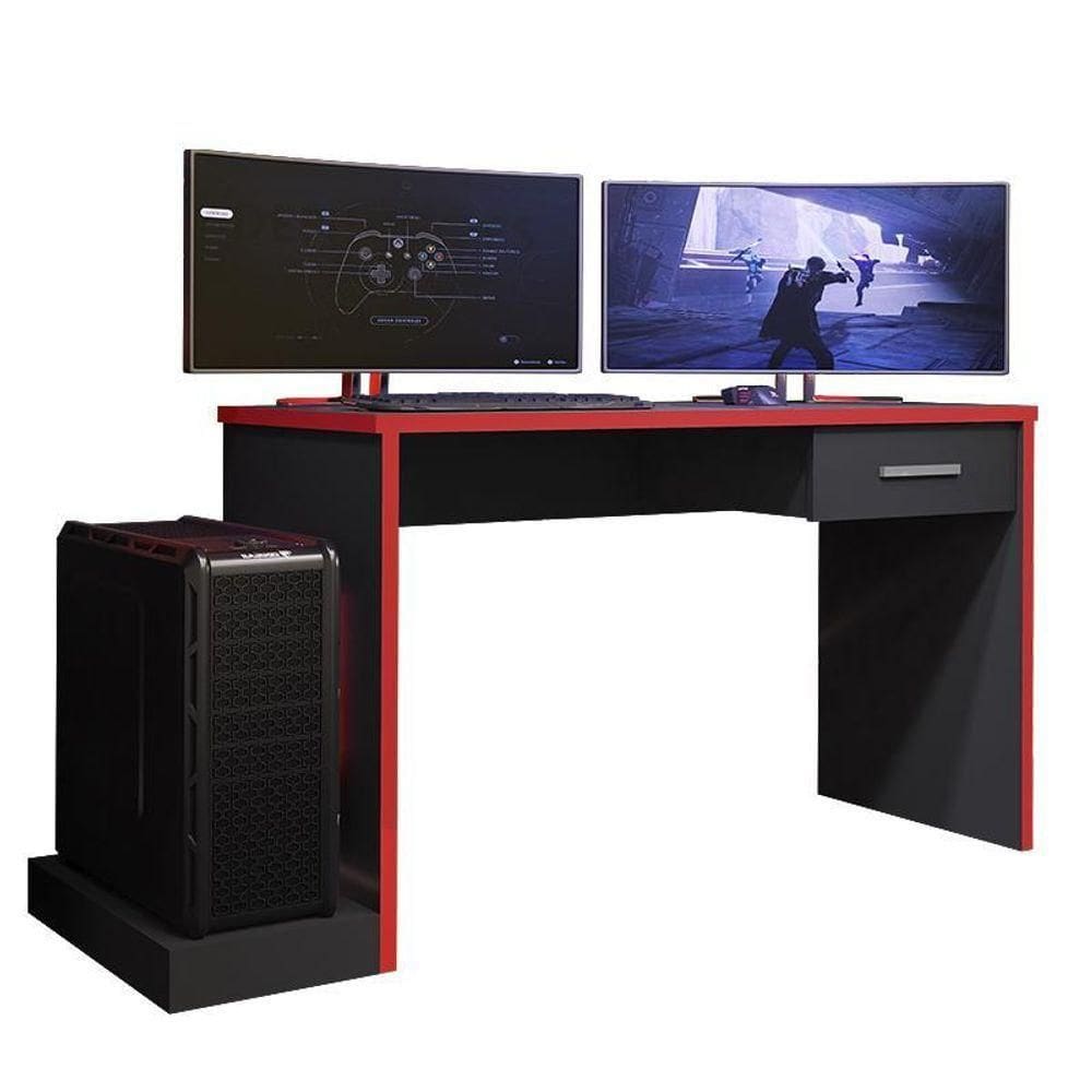 Mesa Para Desk Gamer Drx-9000 Preto-vermelho - Pr Móveis Preto-vermelho