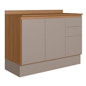 Balcão De Cozinha Acácia Touch 120cm Ipê-fendy Com Rodapé E Tampo Mdp - Nicioli Ipê-fendy