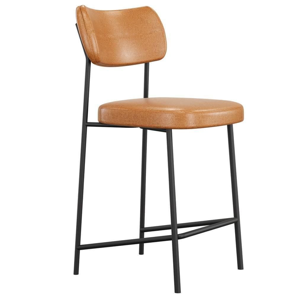 Banqueta Baixa Bar Cozinha Sala De Jantar Preto Melina L02 Couríssimo Whisky - Lyam Decor