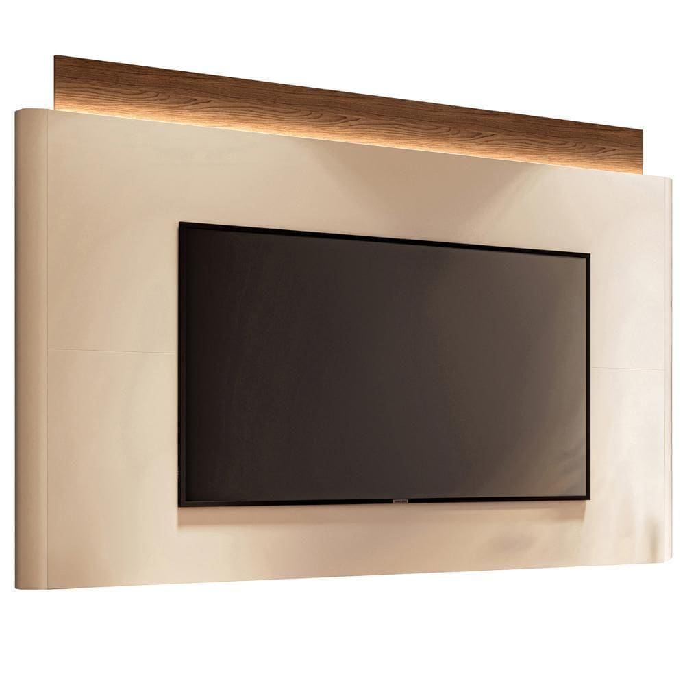 Painel Para 85 Pol Orgânico Com Led 208cm Aslan B01 Off White Castanho - Lyam Decor