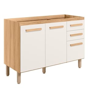 Balcão De Cozinha Intenza 120cm Freijó-off White Cristal Sem Tampo - Nicioli Freijó-off White Cristal