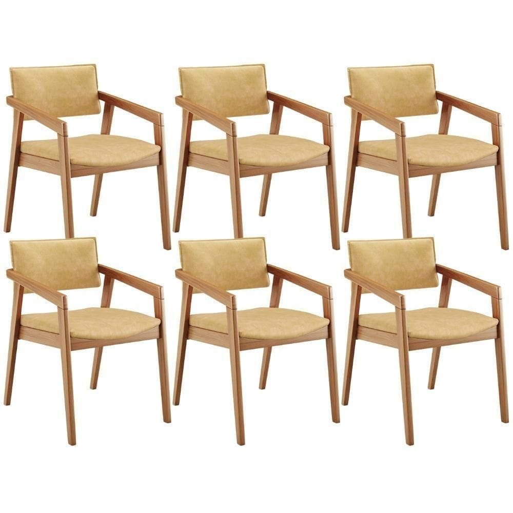 Kit 06 Cadeiras Para Sala De Jantar Estar Living Giorgia L02 Couríssimo Casco Fendi - Lyam Decor