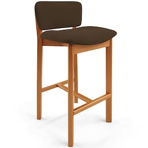 Banqueta Alta Para Cozinha Sala De Jantar Bar Dara L02 Suede Marrom - Lyam Decor