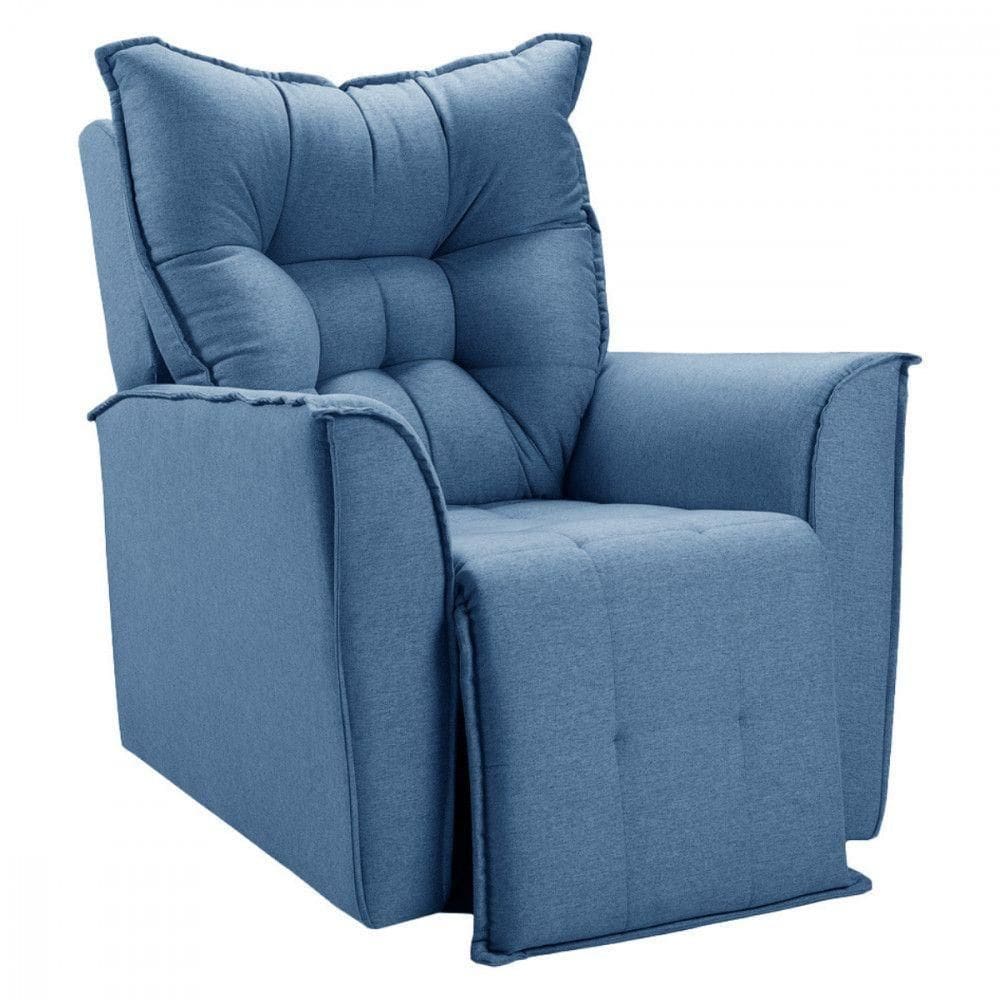 Poltrona Reclinavel Do Papai Para Sala King Linho Azul Azul