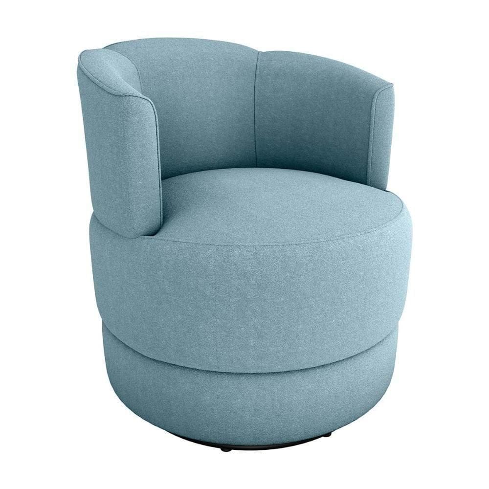 Poltrona Decorativa Giratória Base De Ferro Marselha Matrix Boucle Azul