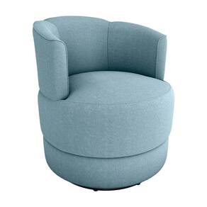 Poltrona Decorativa Giratória Base De Ferro Marselha Matrix Boucle Azul