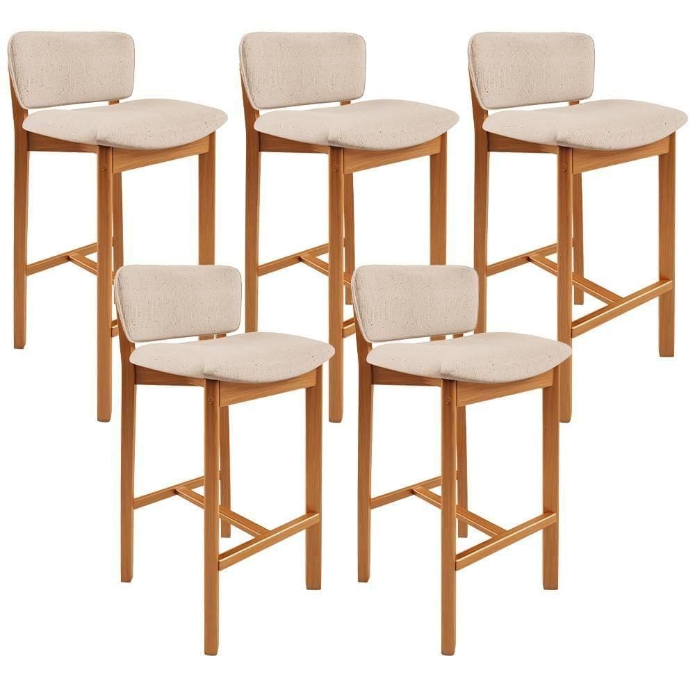 Kit 05 Banquetas Alta Para Cozinha Sala De Jantar Bar Dara L02 Linho Bege - Lyam Decor