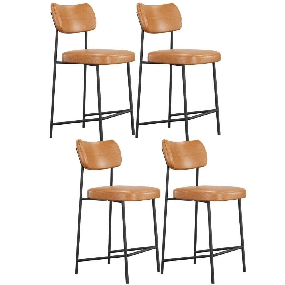 Kit 04 Banquetas Baixa Bar Cozinha Sala De Jantar Preto Melina L02 Couríssimo Whisky - Lyam Decor