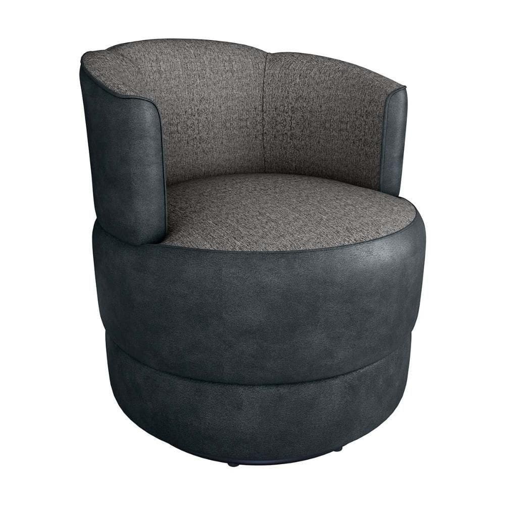 Poltrona Decorativa Giratória Base De Ferro Marselha Matrix Linho Bege