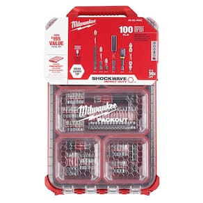 Conjunto Impact Driver Bit Milwaukee Shockwave, 100 unidades com estojo de embalagem