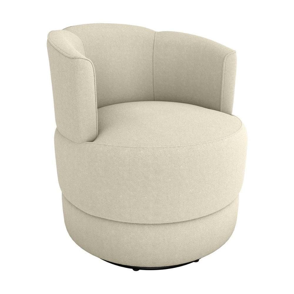 Poltrona Decorativa Giratória Base De Ferro Marselha Matrix Boucle Bege