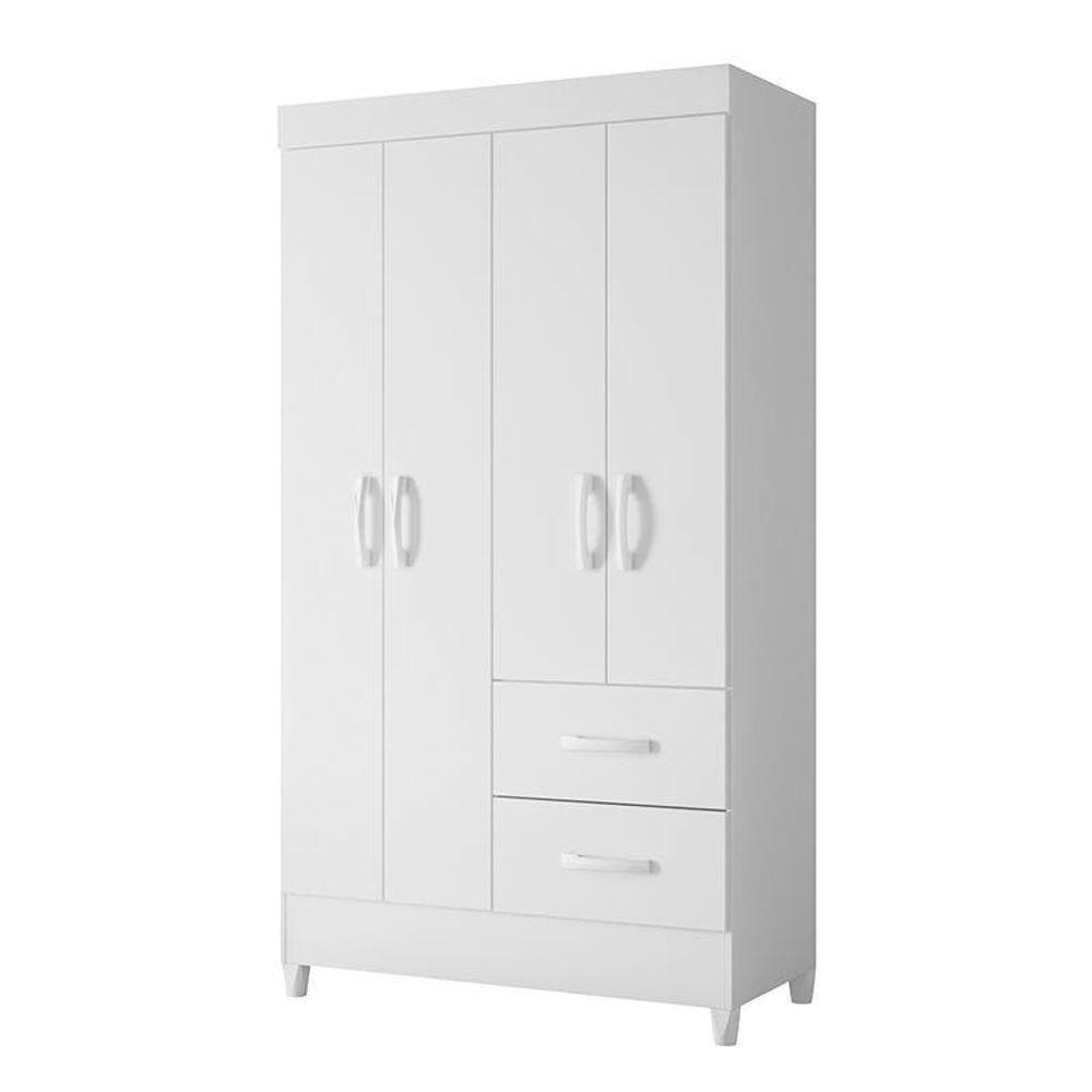 Guarda Roupa Mobi 4 Portas E 2 Gavetas Branco Fosco - Móveis Albatroz Branco Fosco