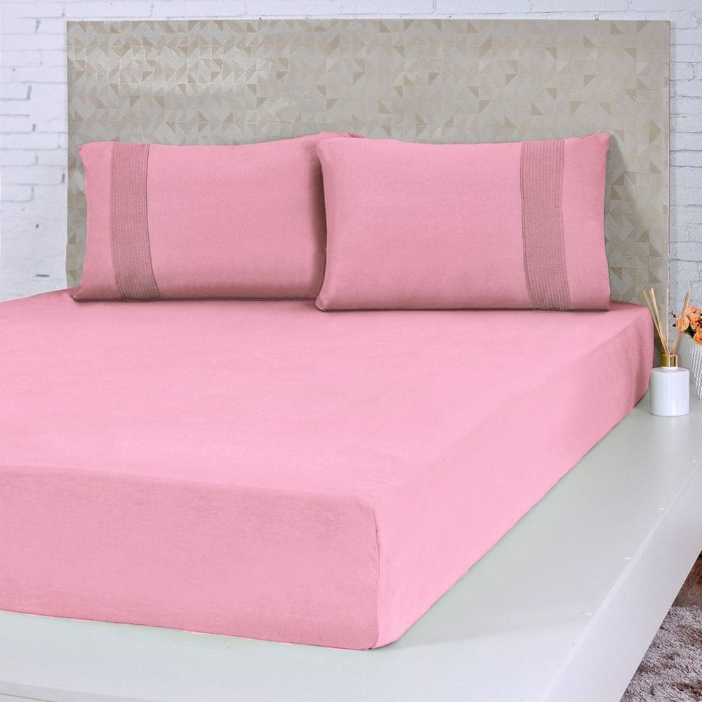 Jogo de Cama King Malha 3 Pçs Bella Cama 100% Algodão 193x203x40cm
