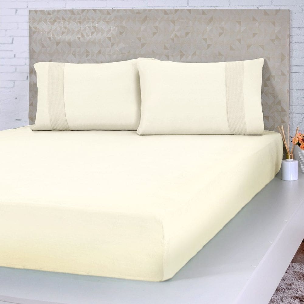 Jogo de Cama Solteiro Malha 3 Pçs Bella Cama 100% Algodão 88x188x30cm
