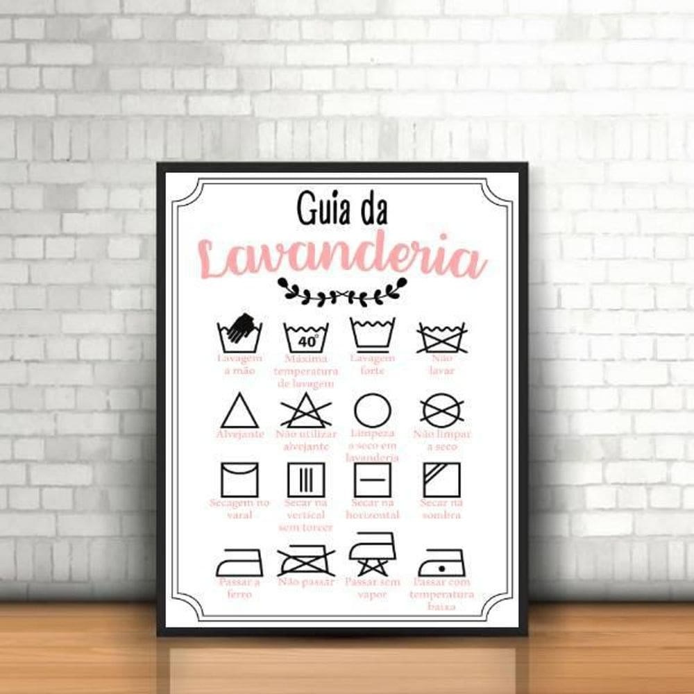 Quadro Guia Da Lavanderia Rosa 33X24Cm