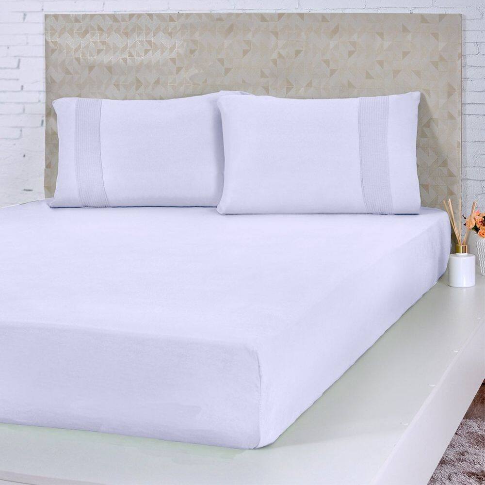 Jogo de Cama King Malha 3 Pçs Bella Cama 100% Algodão 193x203x40cm