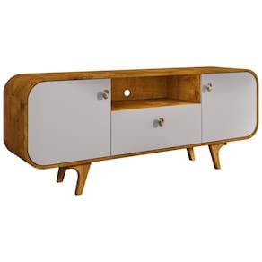 Rack Para Sala De Estar 55 Pol Orgânico Picasso B02 Naturalle Off White - Lyam Decor