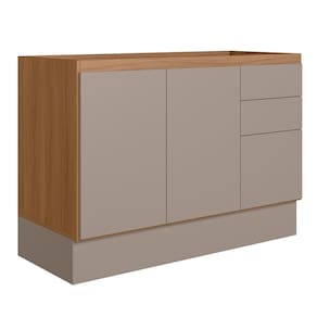 Balcão De Cozinha Acácia Touch 120cm Ipê-fendy Com Rodapé E Sem Tampo - Nicioli Ipê-fendy