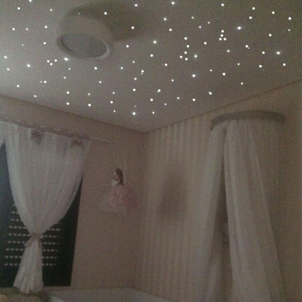 Iluminação Noite Estrelado Kit Fibra Ótica 150 Pontos Branco