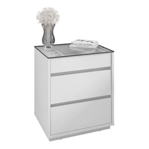 Mesa De Cabeceira Belize 3 Gavetas Branco - Casa D Branco