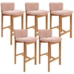 Kit 05 Banquetas Alta Para Cozinha Sala De Jantar Bar Dara L02 Bouclê Rosê - Lyam Decor