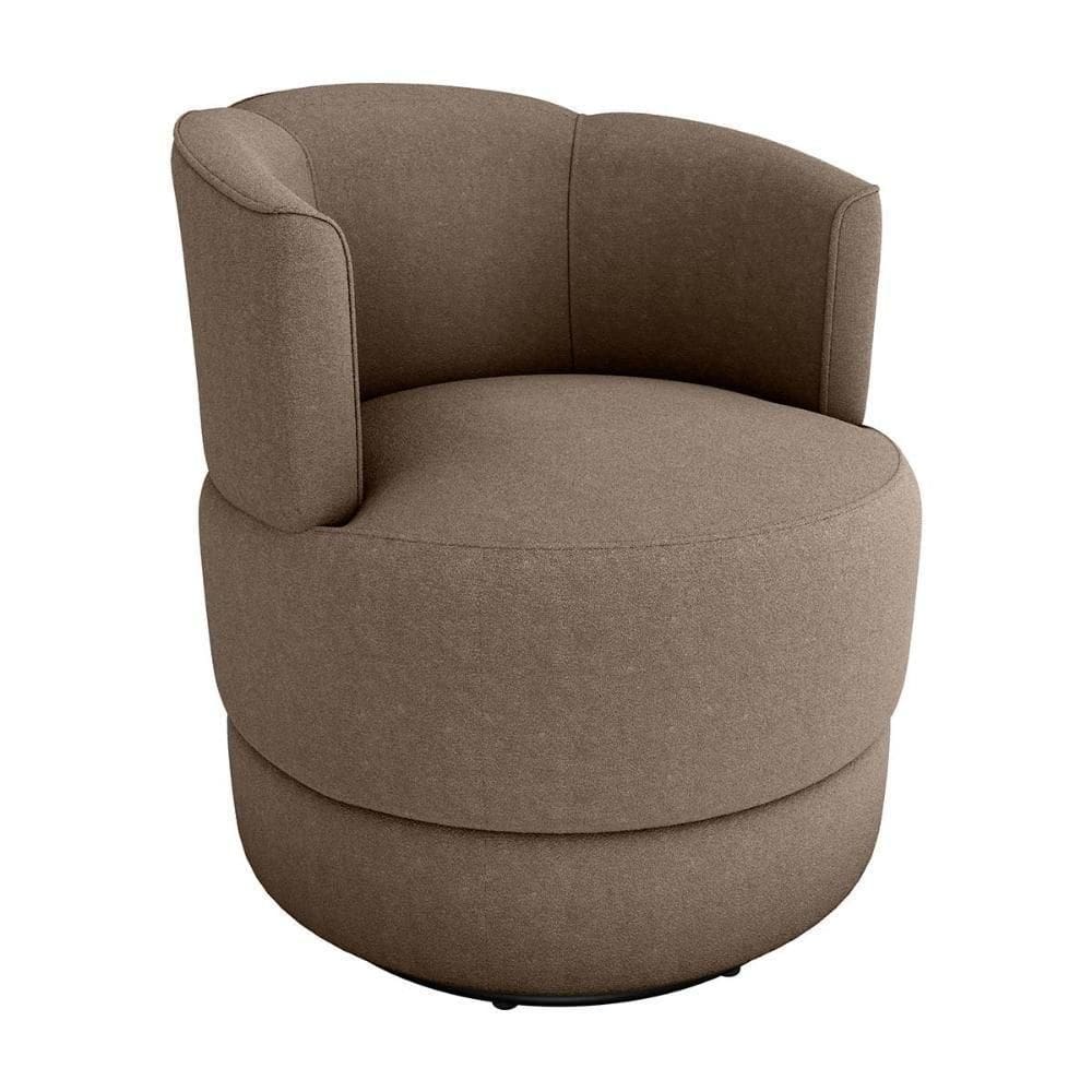 Poltrona Decorativa Giratória Base De Ferro Marselha Matrix Boucle Marrom