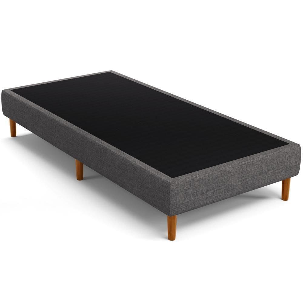 Base Para Cama Solteiro 88cm Sleep W01 Linho Cinza Escuro - Lyam Decor