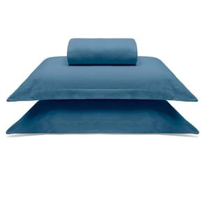 Jogo De Cama Buettner Casal Malha 100% Algodao Liso 3 Peças Image Azul