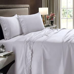 Jogo De Cama Buettner Casal 4 Peças Sonata Com Renda Branco
