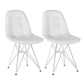 Kit 2 Cadeiras Estofadas Charles Eames Eiffel Botonê Com Pés De Metal Cromado Cinza Claro Cinza-claro
