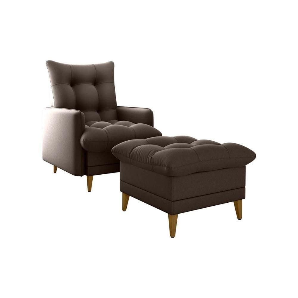 Poltrona De Amamentação Com Puff Montreal Matrix Suede Marrom