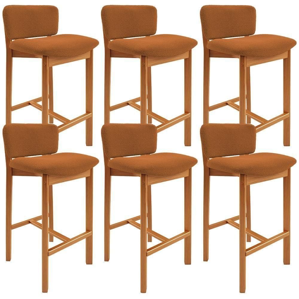 Kit 06 Banquetas Alta Para Cozinha Sala De Jantar Bar Dara L02 Bouclê Terracota - Lyam Decor