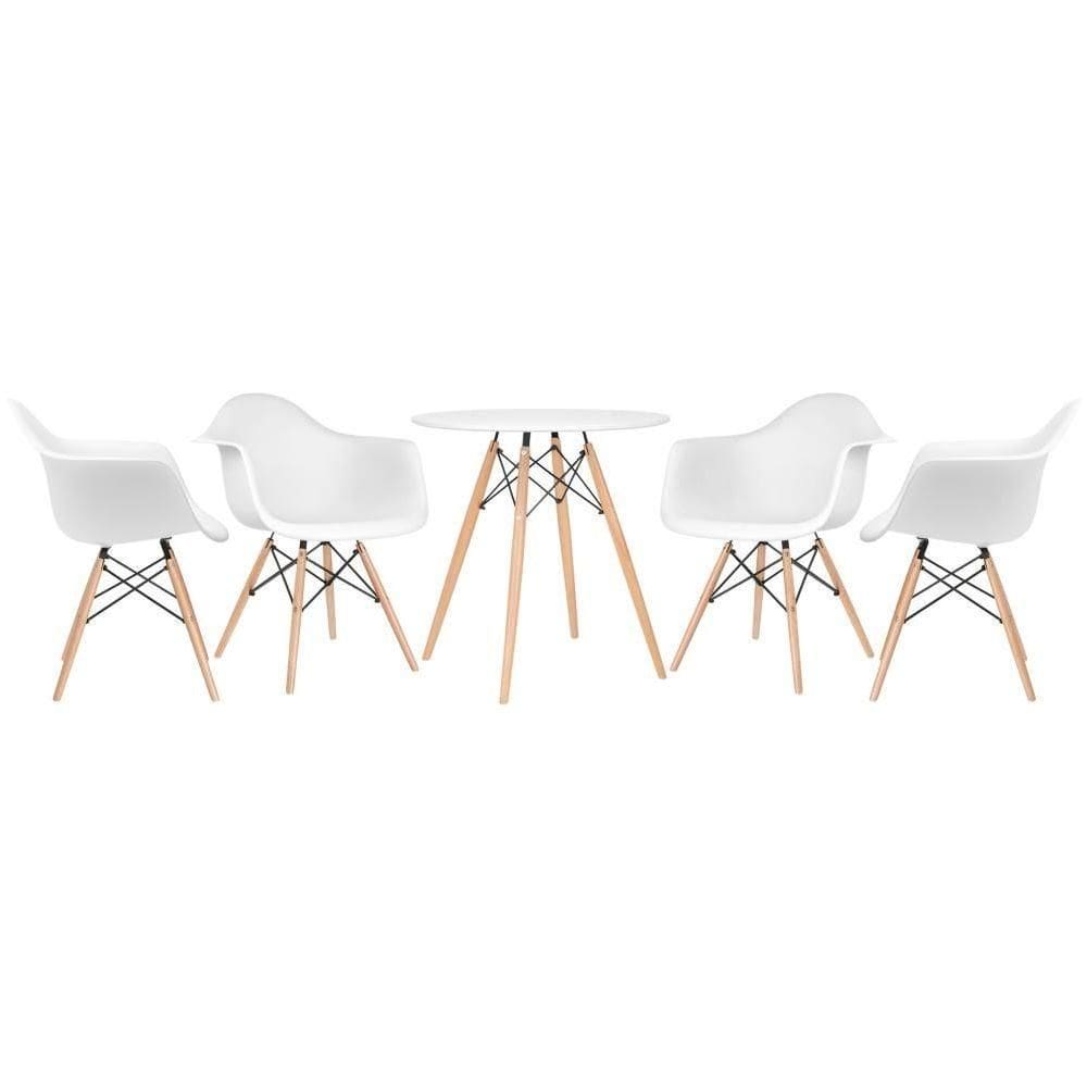 Kit - Mesa Eames 70 Cm Branco + 4 Cadeiras Eames Daw Branco Mesa Branco Com Cadeiras Branco