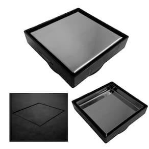Ralo Banheiro Inteligente 15x15 modelo 2 em 1 Inox Invisível com Base Plástica Preta Sifonado