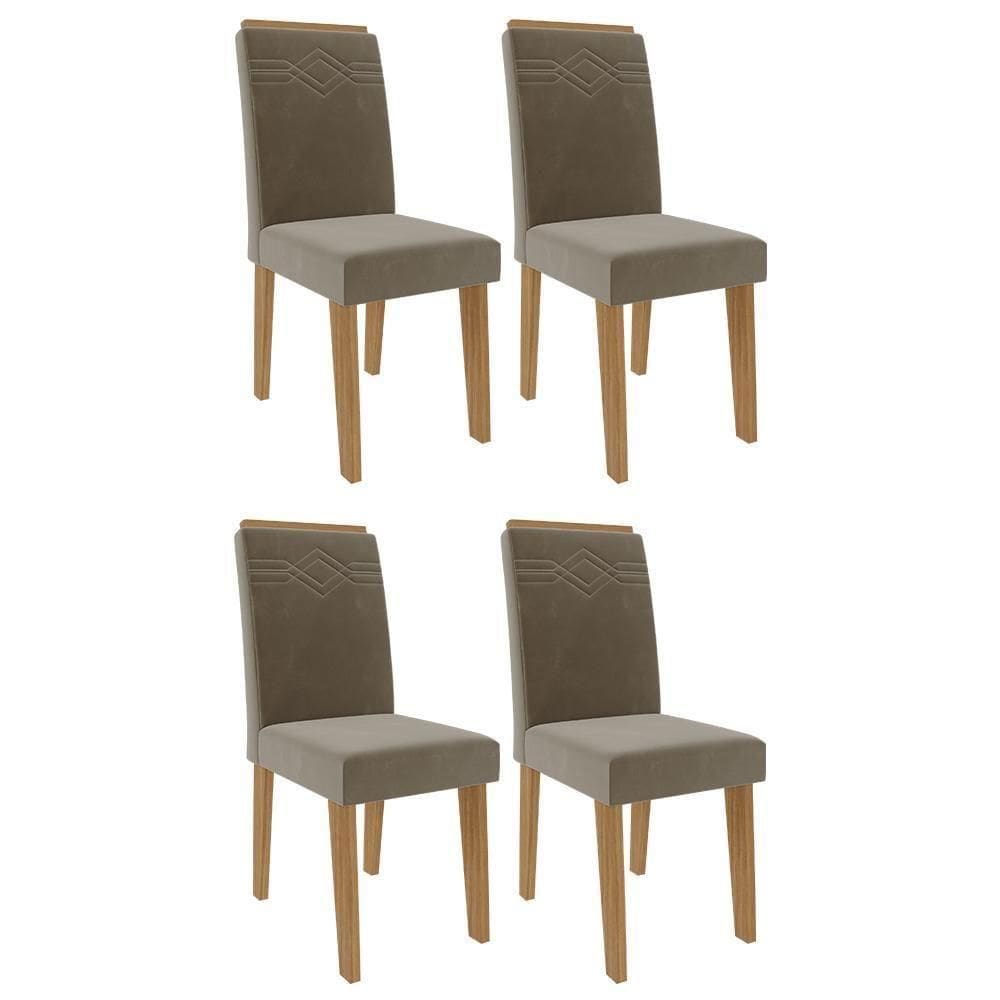 Conjunto 4 Cadeiras Taís Nature-suede Joli - Cimol Móveis Nature-suede Joli