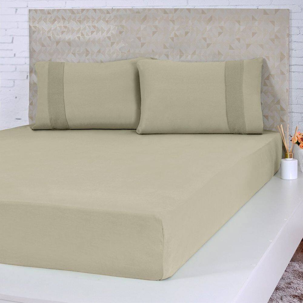 Jogo de Cama Solteiro Malha 3 Pçs Bella Cama 100% Algodão 88x188x30cm