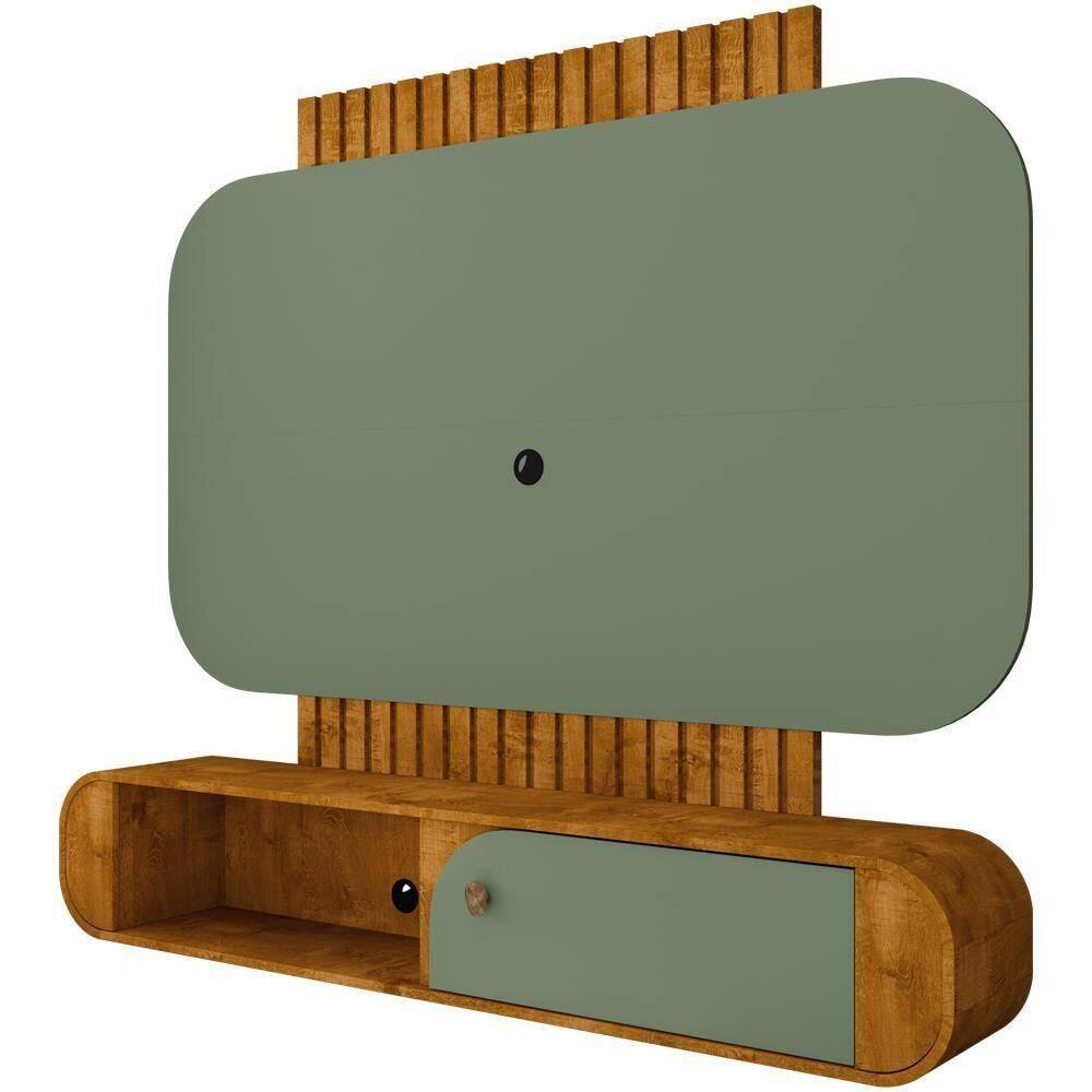 Painel Para 55 Pol Com Bancada Suspensa Maestri B02 Naturalle Pistache - Lyam Decor